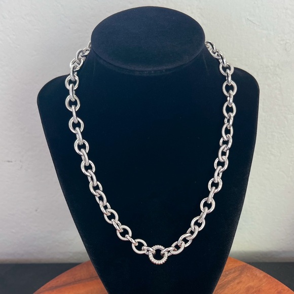 NWOT Judith Ripka Textured Rolo Cable Link Necklace 18”